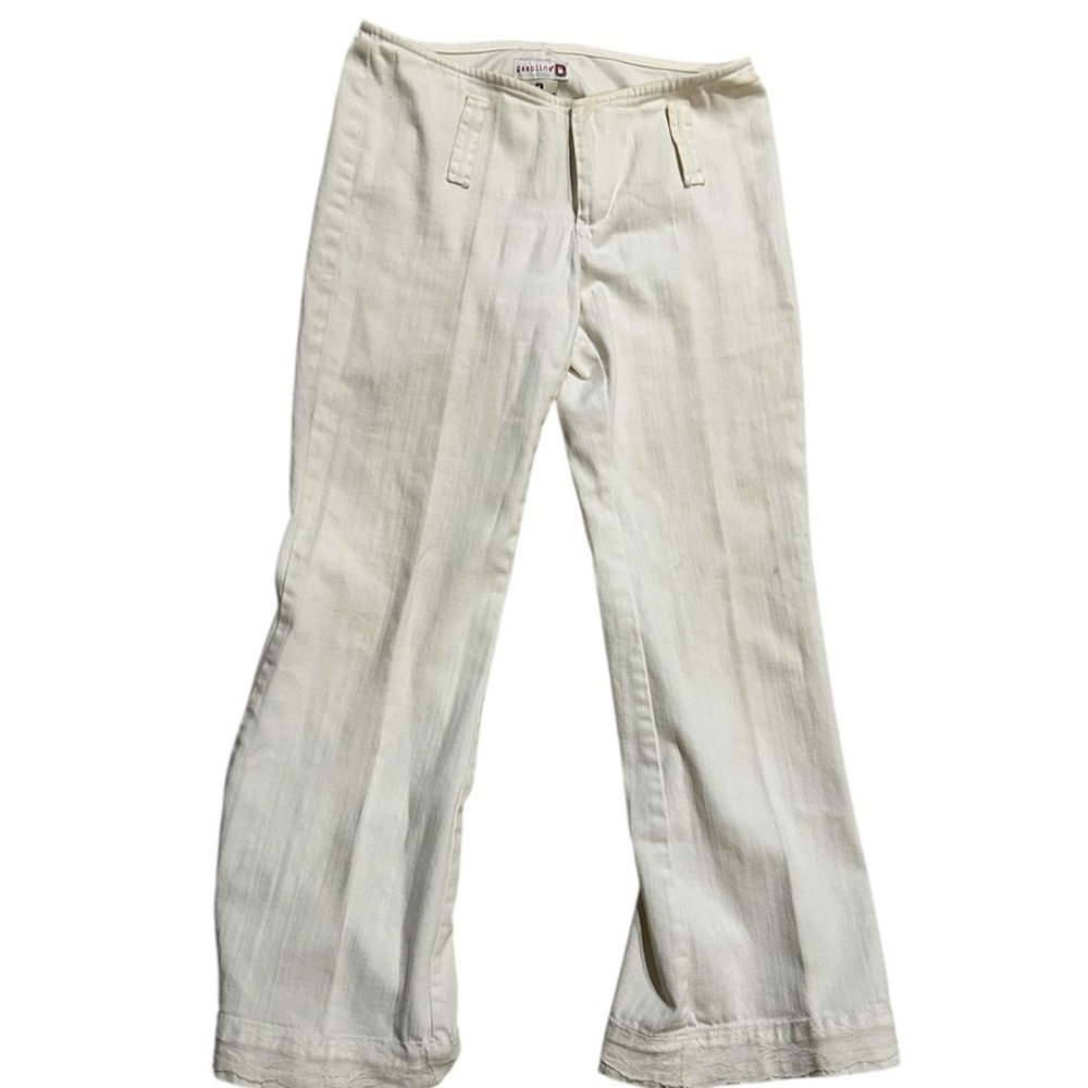 Gasoline Cream Flare Wide Leg Jeans with Relaxed Fit